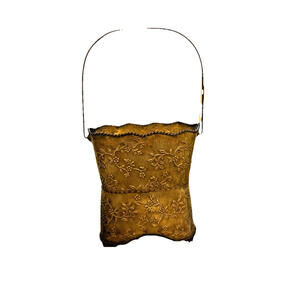 Vintage Tin Planter/basket With Handles Great faux Patina